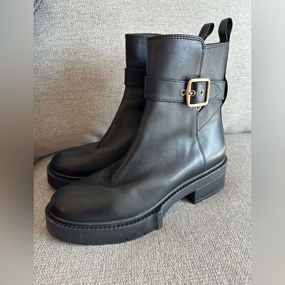 Coach Lacey Leather Lug-Sole Ankle Boots Black Size 8.5 - Picture 6 of 9